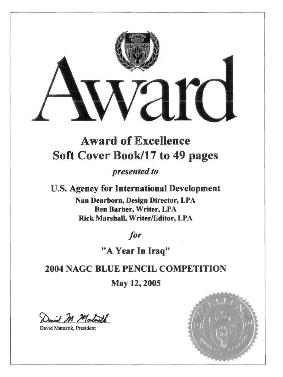 Award of Excellence for a Year in iraq