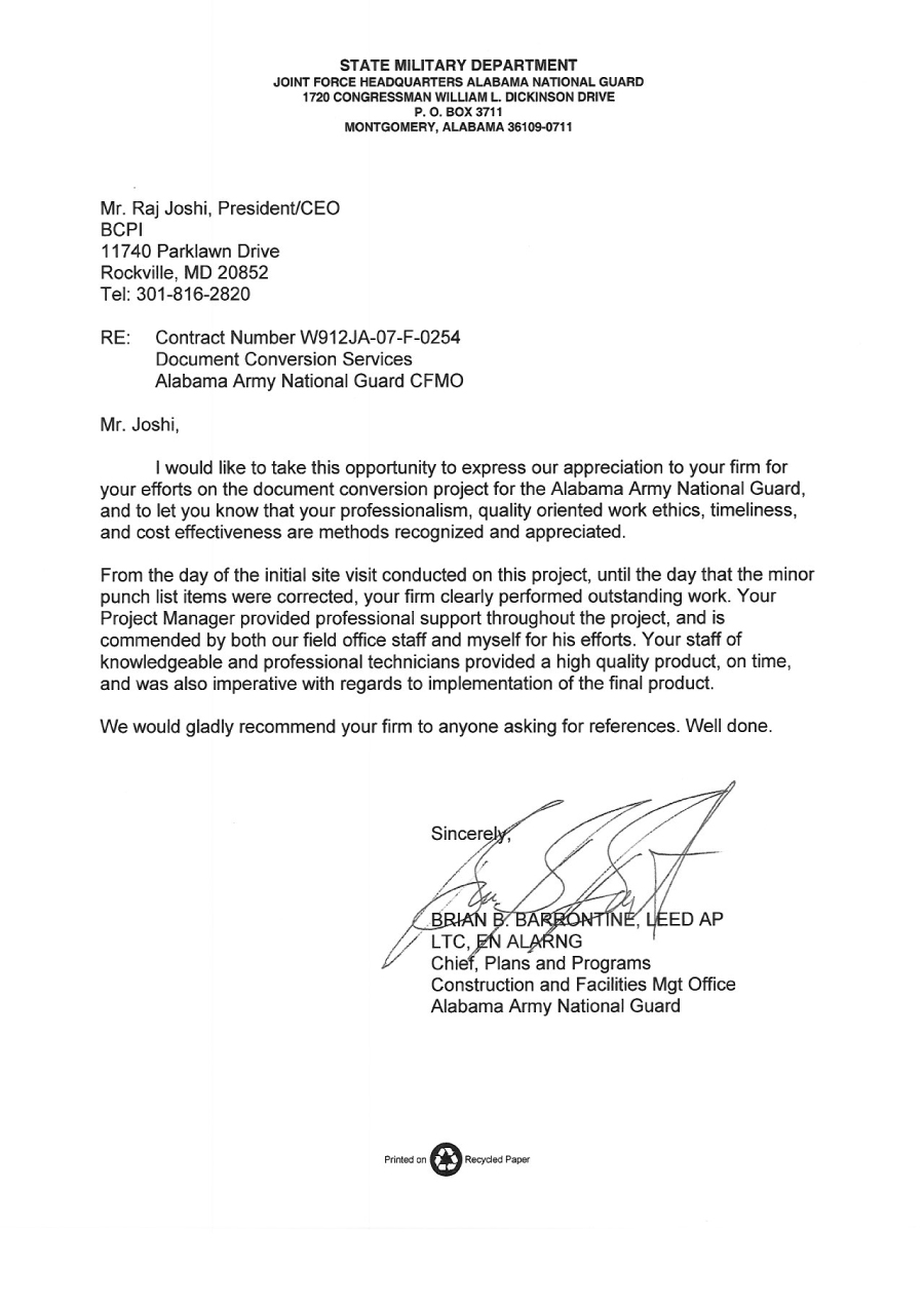 developer sample agreement Letter National to BCPI Testimonial Alabama BCPI Guard developer sample agreement Letter National to BCPI Testimonial Alabama BCPI Guard