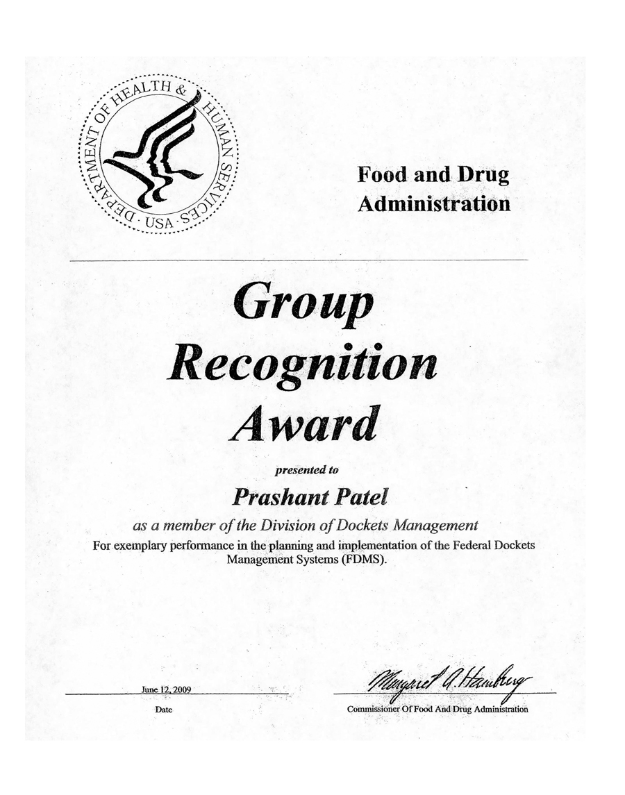 bcpi fda group recognition award testimonial letter to bcpi fda letter